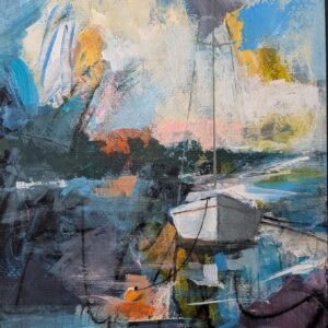 Moored in Maine - Mixed Media Painting by Carol Gruppe