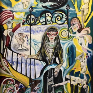 Hearts - Acrylic on Board by Elizabeth Caffery