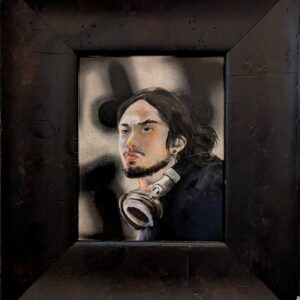 Listen Up - Watercolor and Spray Paint Painting by Crystal James