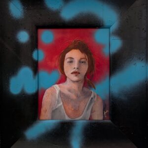 Olivia - Watercolor and Spray Paint Painting by Crystal James