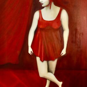 Woman in Red - Oil Painting by Yilva Kalmanson