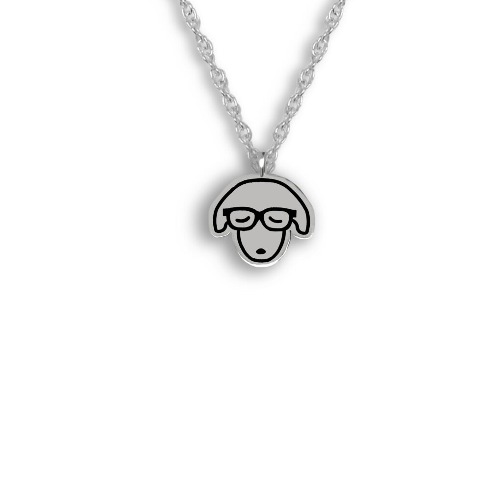 Silver Dog with Glasses - Necklace by Linda Allard