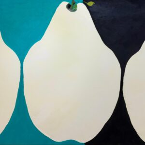 Pears on Teal - Oil on Canvas by Charlotte Tinnell